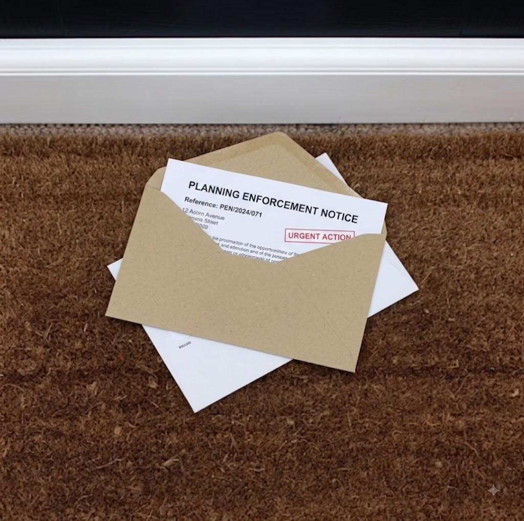 Planning enforcement notice letter arriving through a front door